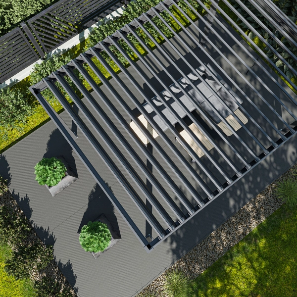 Zestaw Pergola ogrodowa tarasowa aluminiowa NORDVIC Skyline 3 x 3 m Antracyt + Roleta 3 m